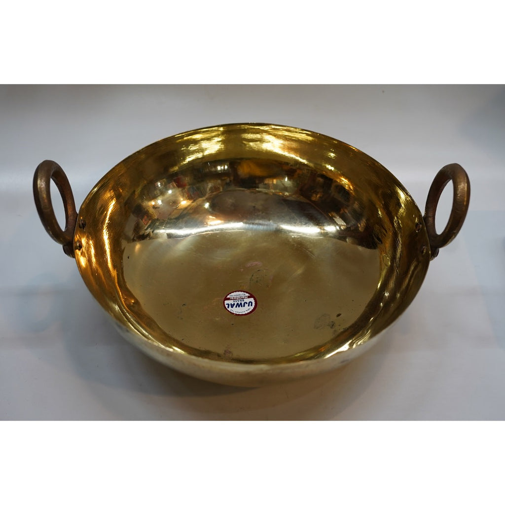 Handcrafted Brass Serving Kadhai with Dual Handles