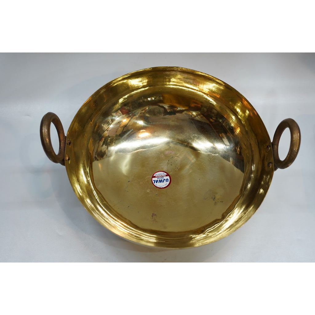 Handcrafted Brass Serving Kadhai with Dual Handles