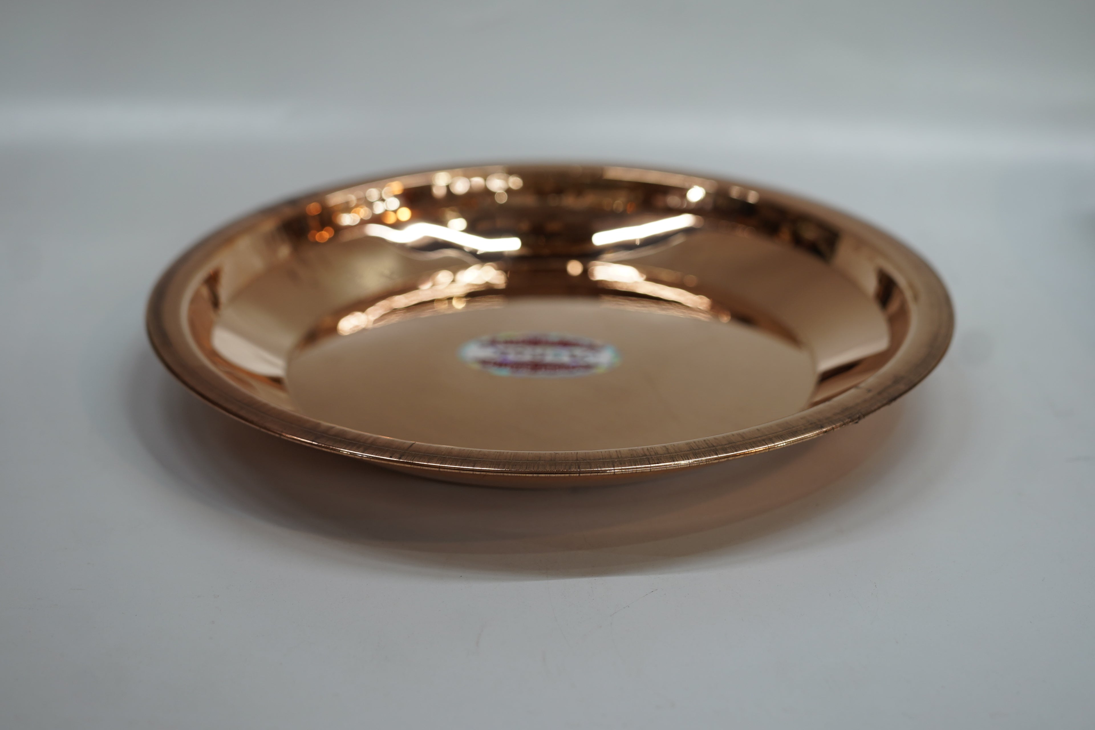 Premium Pure Copper Mirror Finish Plate | Traditional Puja & Serving Thali