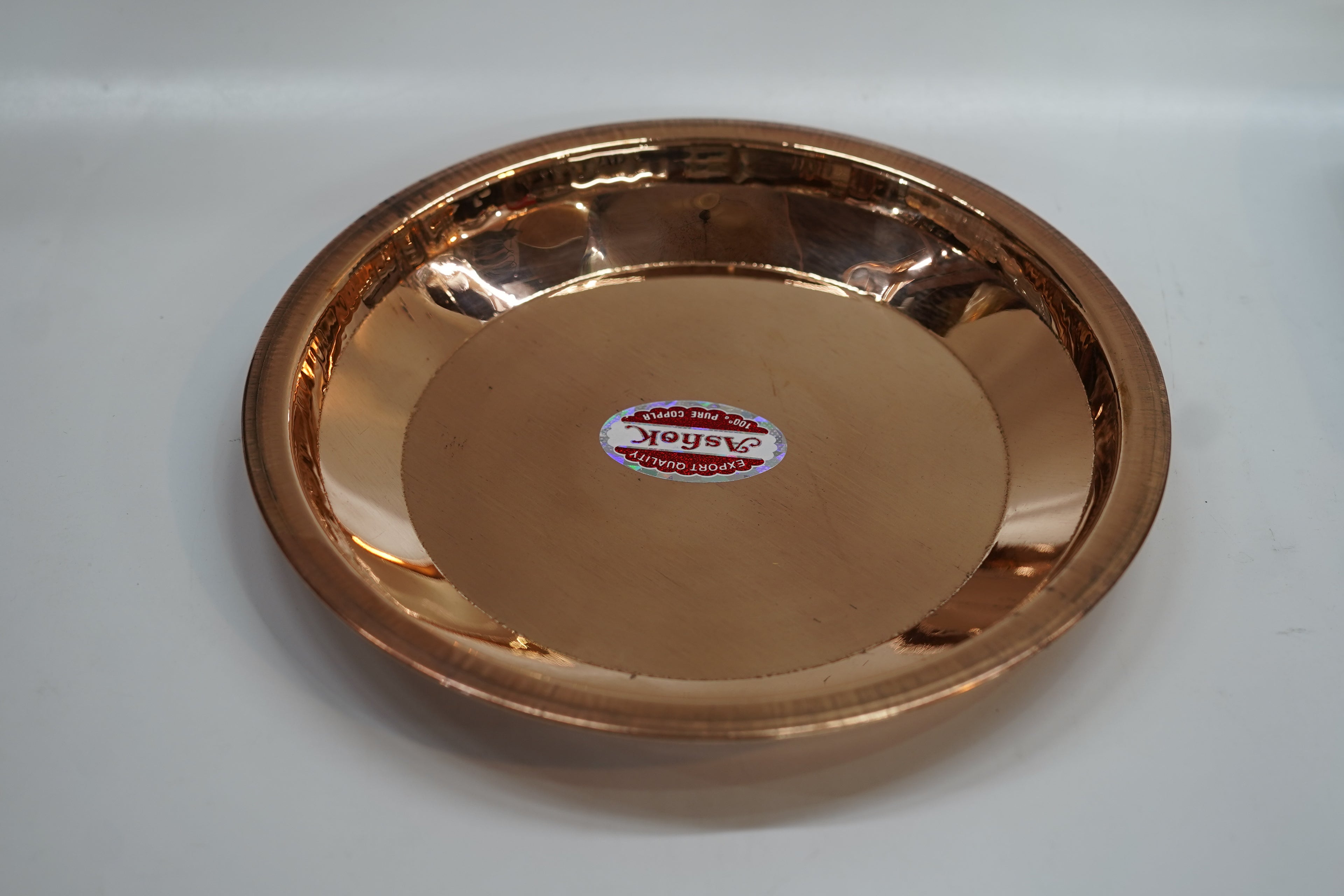 Premium Pure Copper Mirror Finish Plate | Traditional Puja & Serving Thali