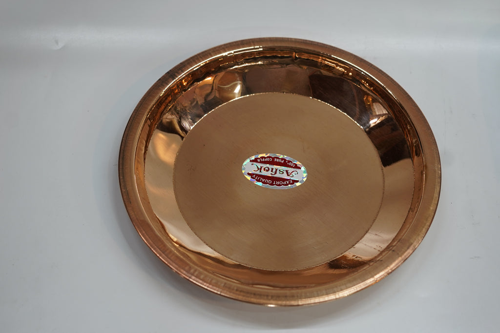 Premium Pure Copper Mirror Finish Plate | Traditional Puja & Serving Thali