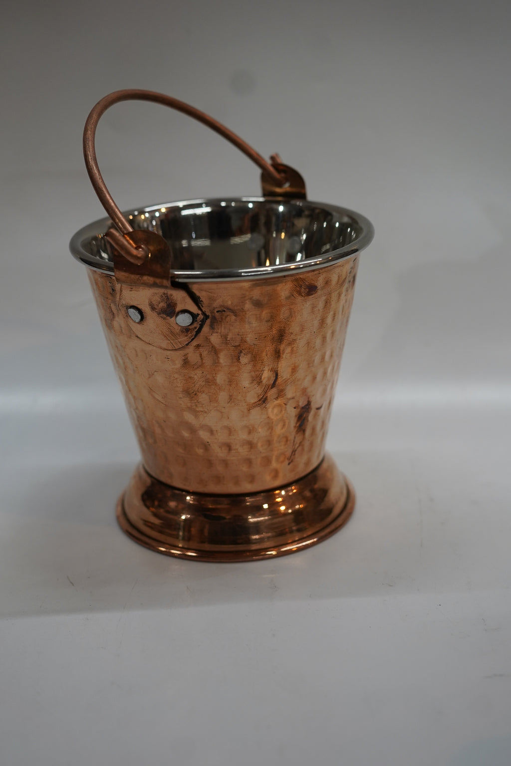 Premium Hammered Copper Serving Bucket with Stainless Steel Lining | Traditional Balti