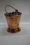 Premium Hammered Copper Serving Bucket with Stainless Steel Lining | Traditional Balti
