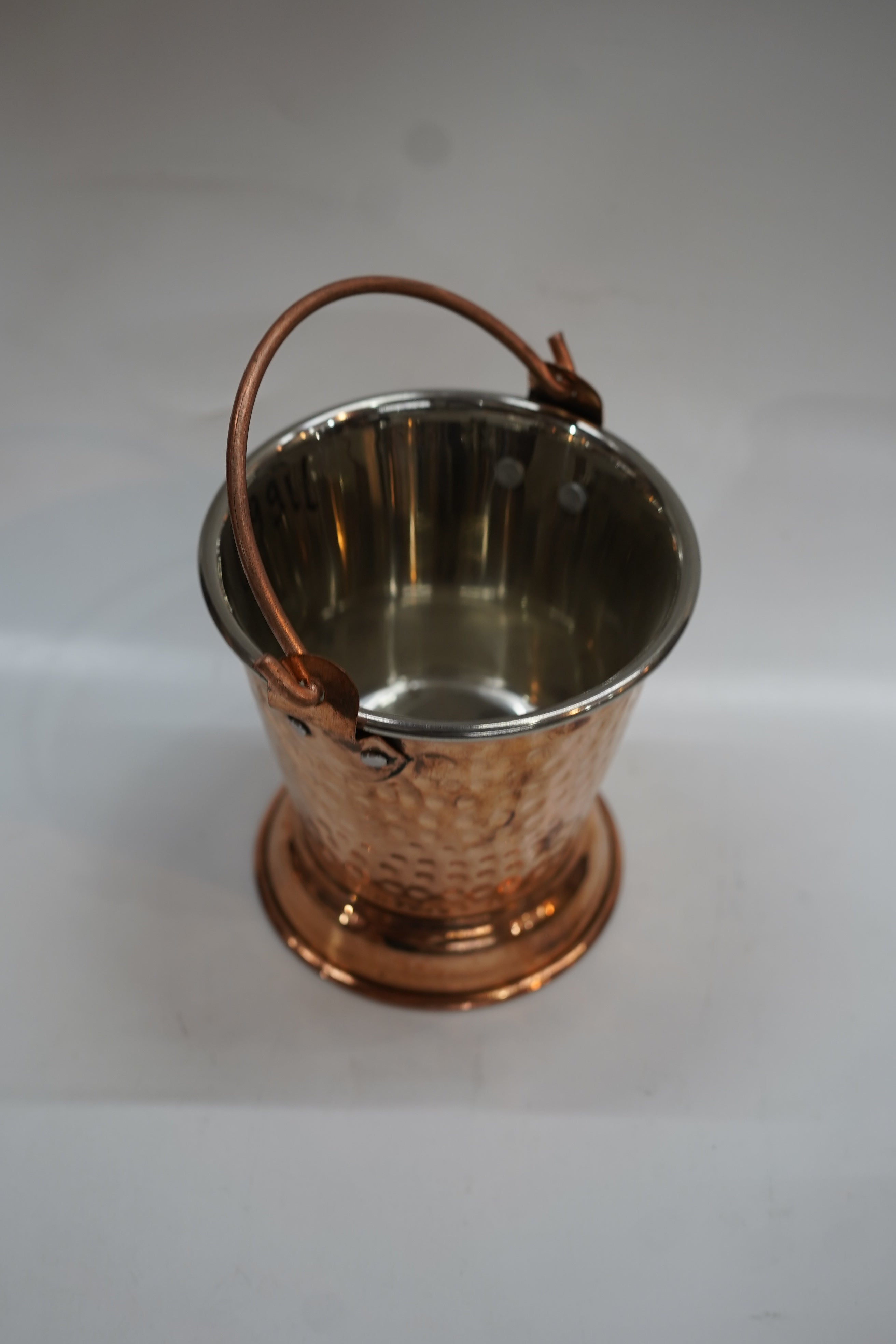 Premium Hammered Copper Serving Bucket with Stainless Steel Lining | Traditional Balti