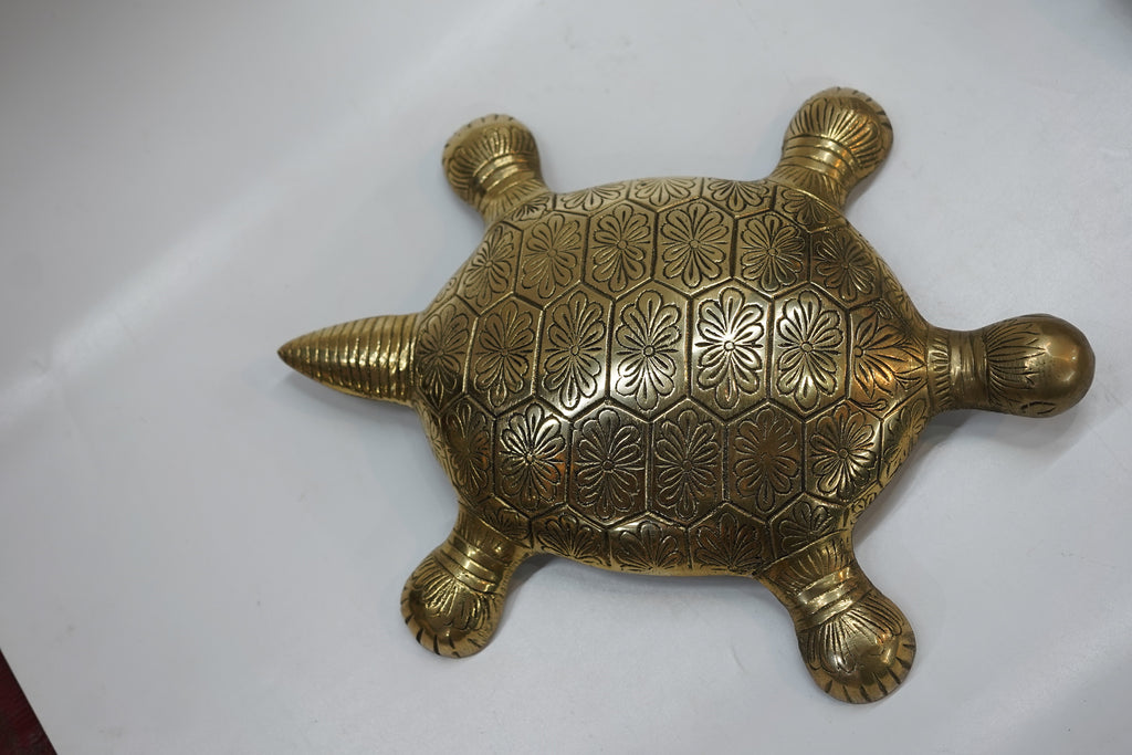 Antique Brass Tortoise Turtle Statue | Vastu Decorative Showpiece for Home & Office