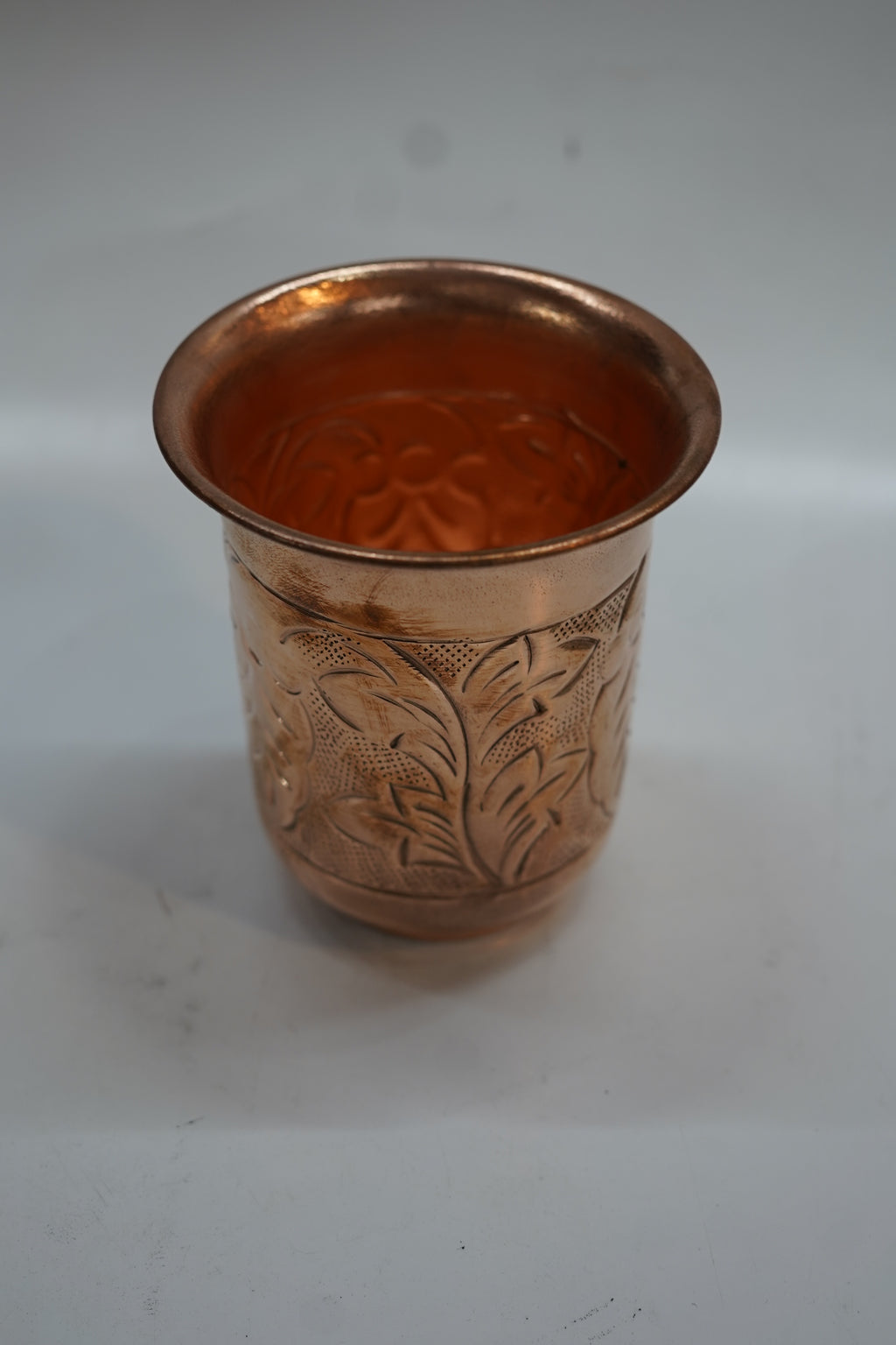 Pure Copper Glass with Handcrafted Embossed Floral Design | Ayurvedic Health Benefits Tumbler