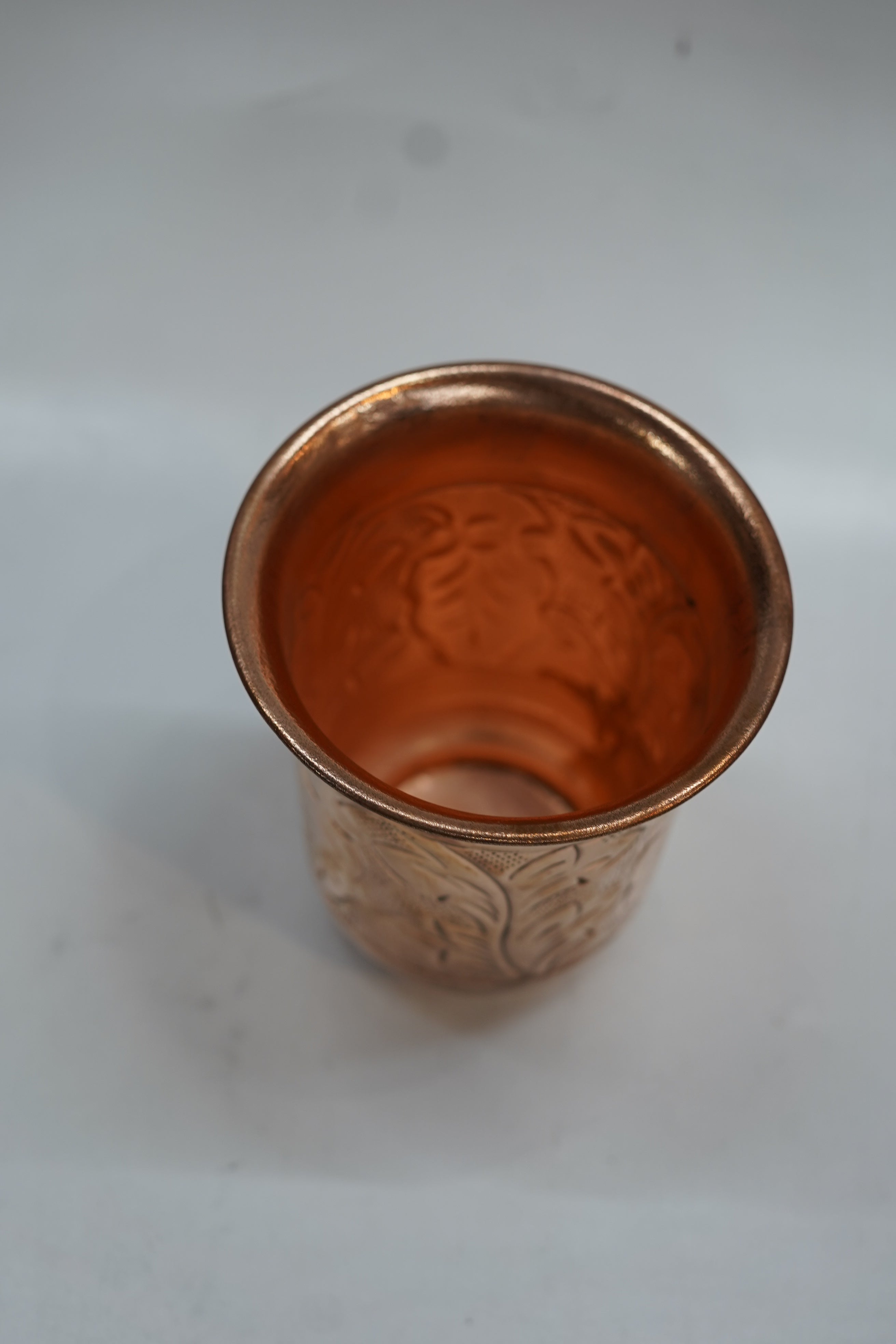 Pure Copper Glass with Handcrafted Embossed Floral Design | Ayurvedic Health Benefits Tumbler