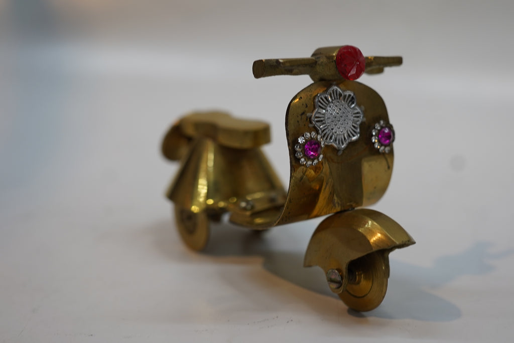 Antique Brass Scooter Showpiece | Handcrafted Miniature Vespa Toy for Gift & Living Room Decor