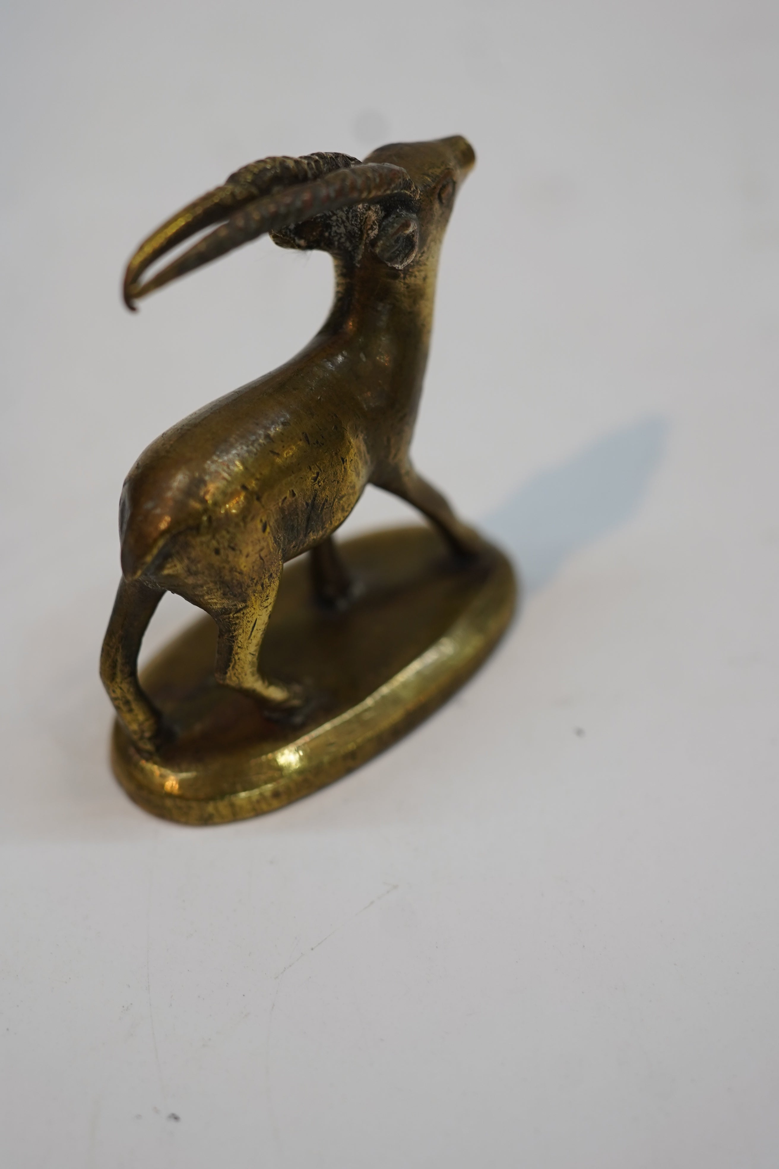 Vintage Brass Antelope Figurine – Antique Miniature Ibex Deer Statue for Home Decor, Office Desk & Collectibles
