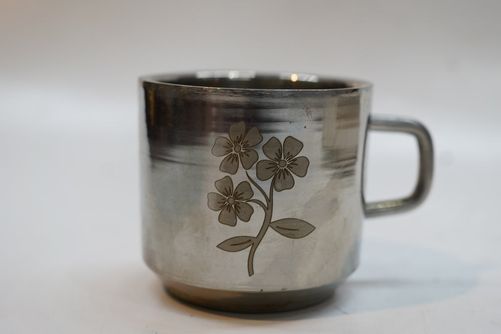 Floral Engraved Stainless Steel Tea and Coffee Mug