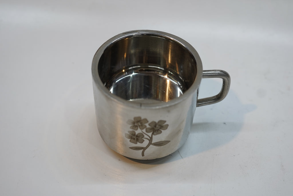Floral Engraved Stainless Steel Tea and Coffee Mug