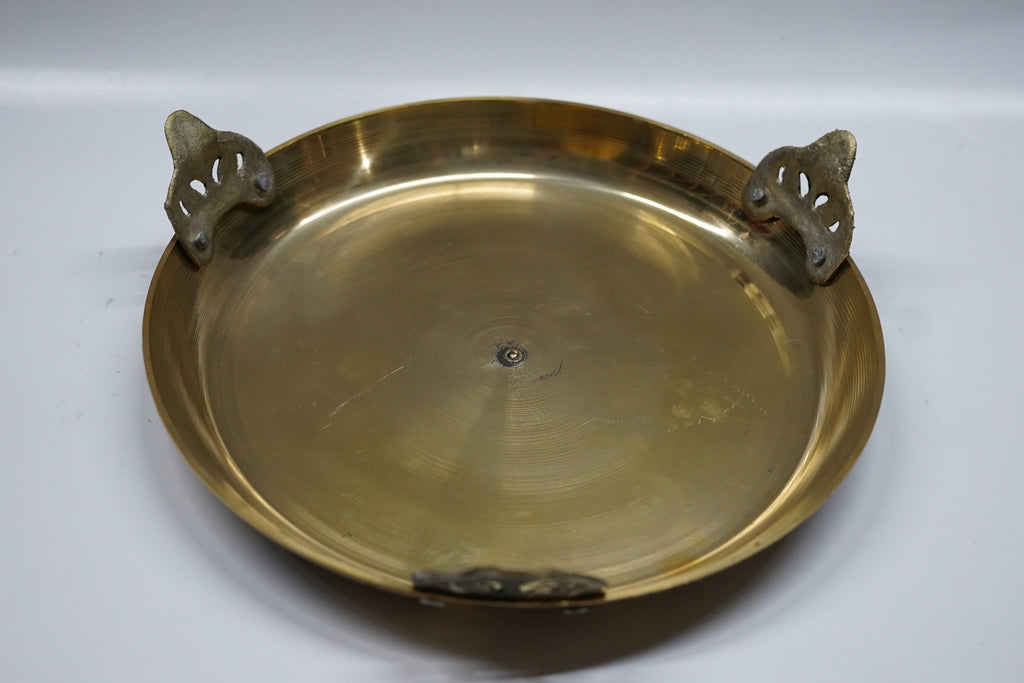 Premium Brass Chakla for Roti and Chapati | Pure Pital Rolling Board with Designer Carved Legs | Traditional Heavy Duty Kitchenware