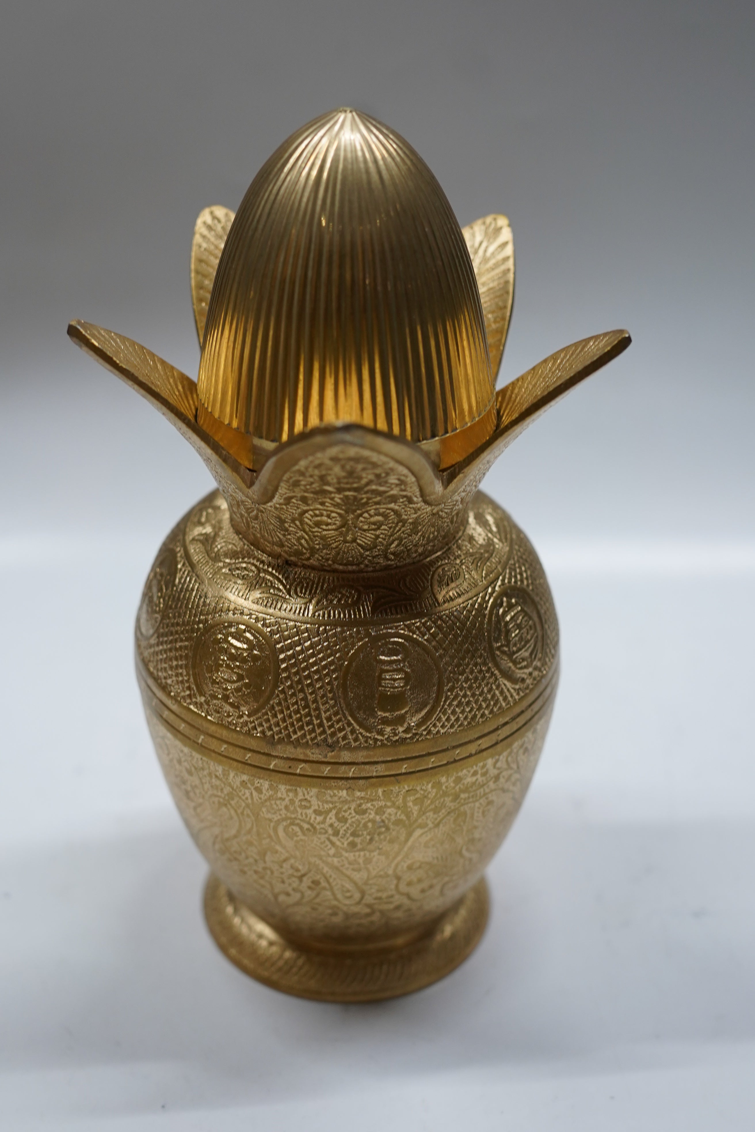 Pure Brass Handcrafted Mangal Kalash with Coconut & Mango Leaves - Intricately Carved Auspicious Pooja Lota for Home Temple, Festivals & Housewarming Gifting