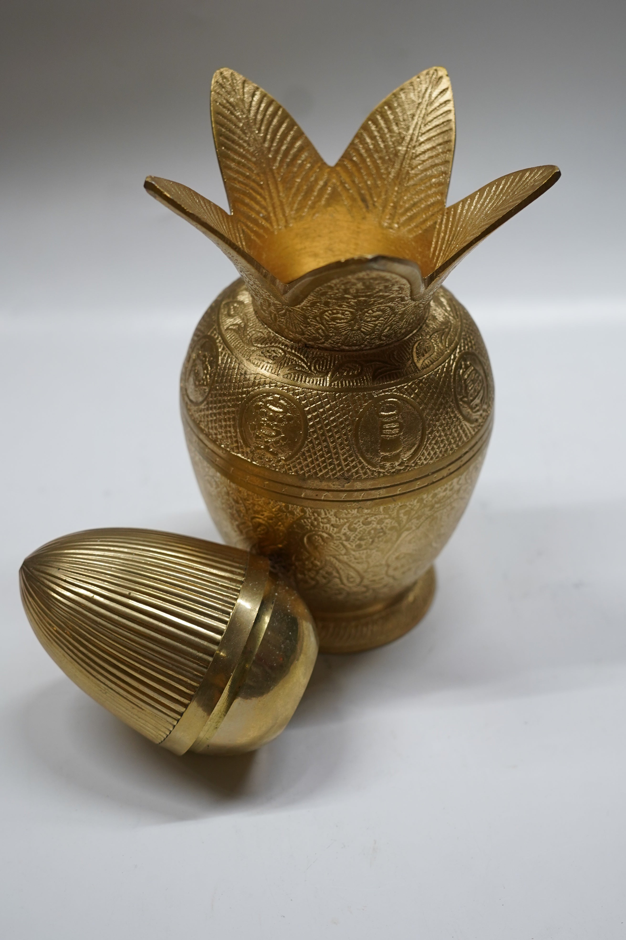 Pure Brass Handcrafted Mangal Kalash with Coconut & Mango Leaves - Intricately Carved Auspicious Pooja Lota for Home Temple, Festivals & Housewarming Gifting
