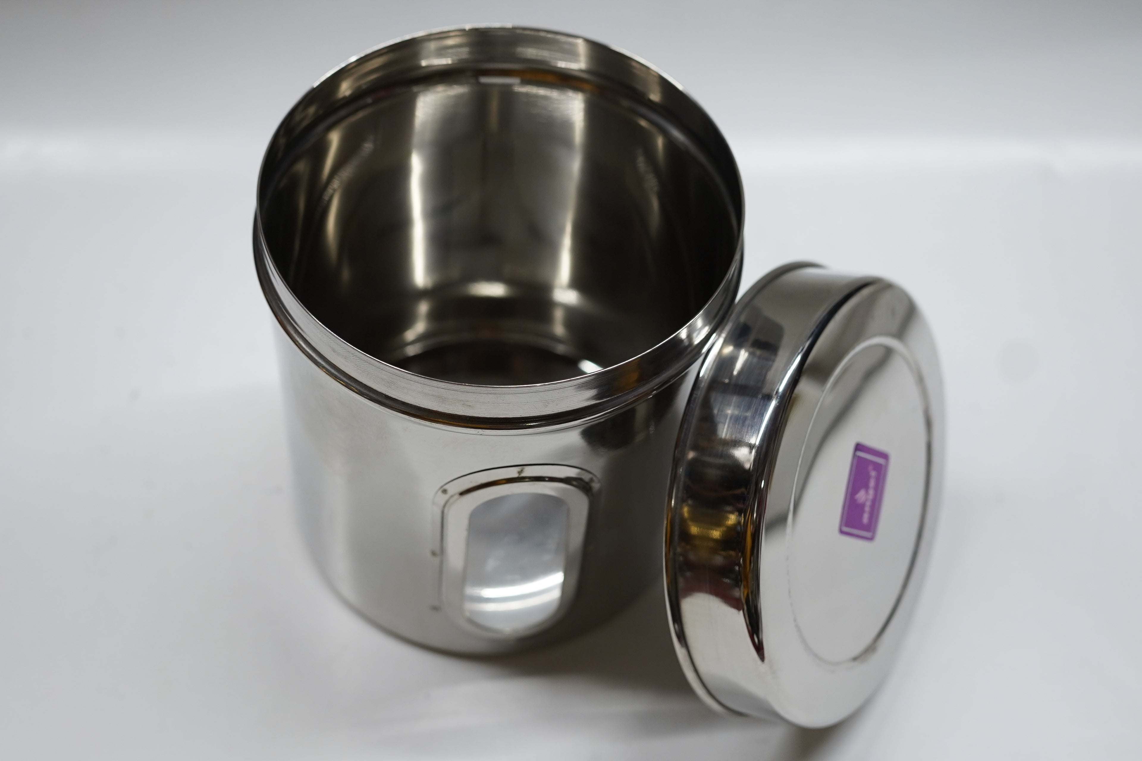 Premium Stainless Steel Airtight Kitchen Container with Transparent See-Through Window (Silver) - Ideal for Tea, Sugar, Coffee, Spices & Dry Fruits