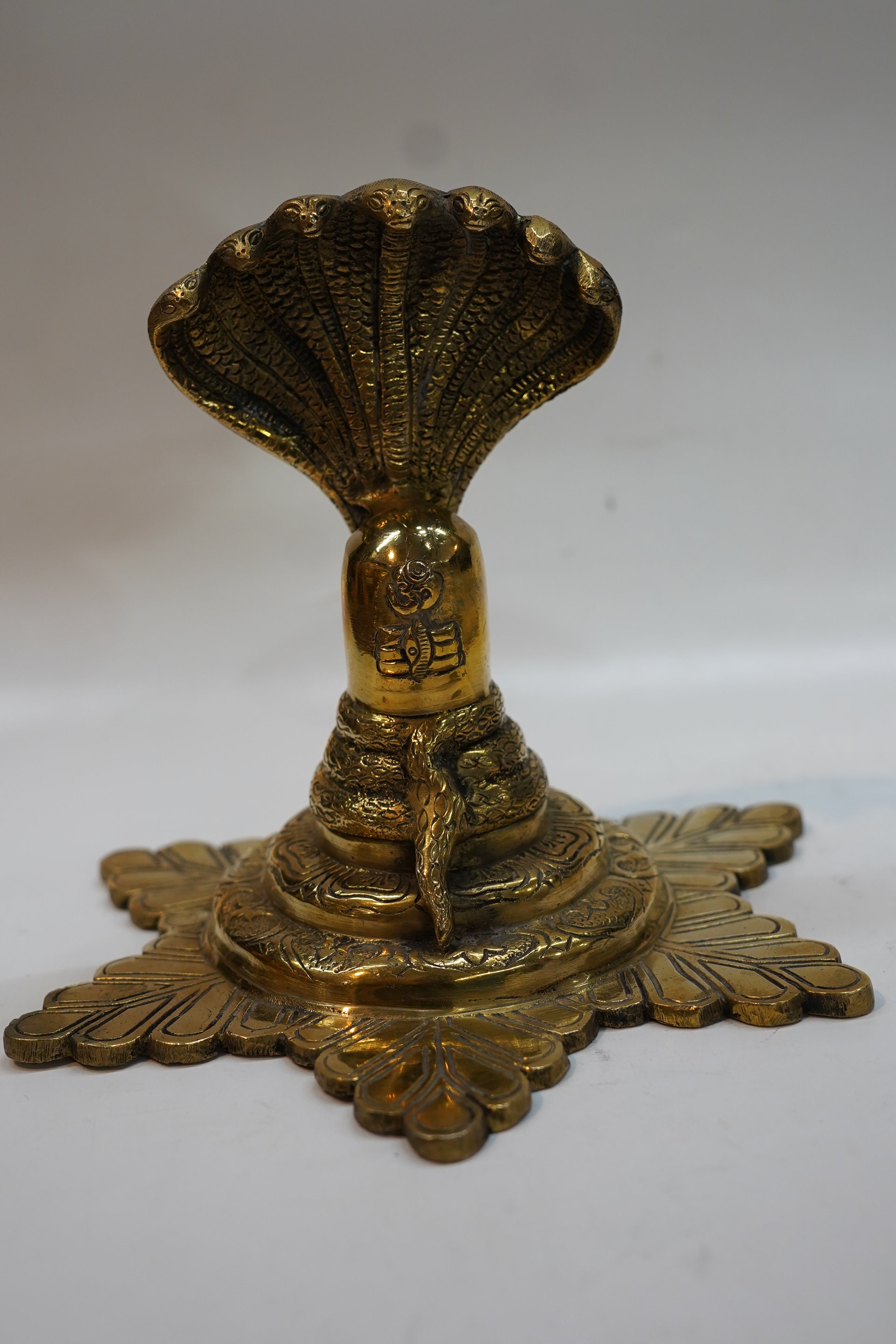 Premium Antique Brass Nag Devta Statue | Traditional Cobra Snake Idol for Home Temple Decor
