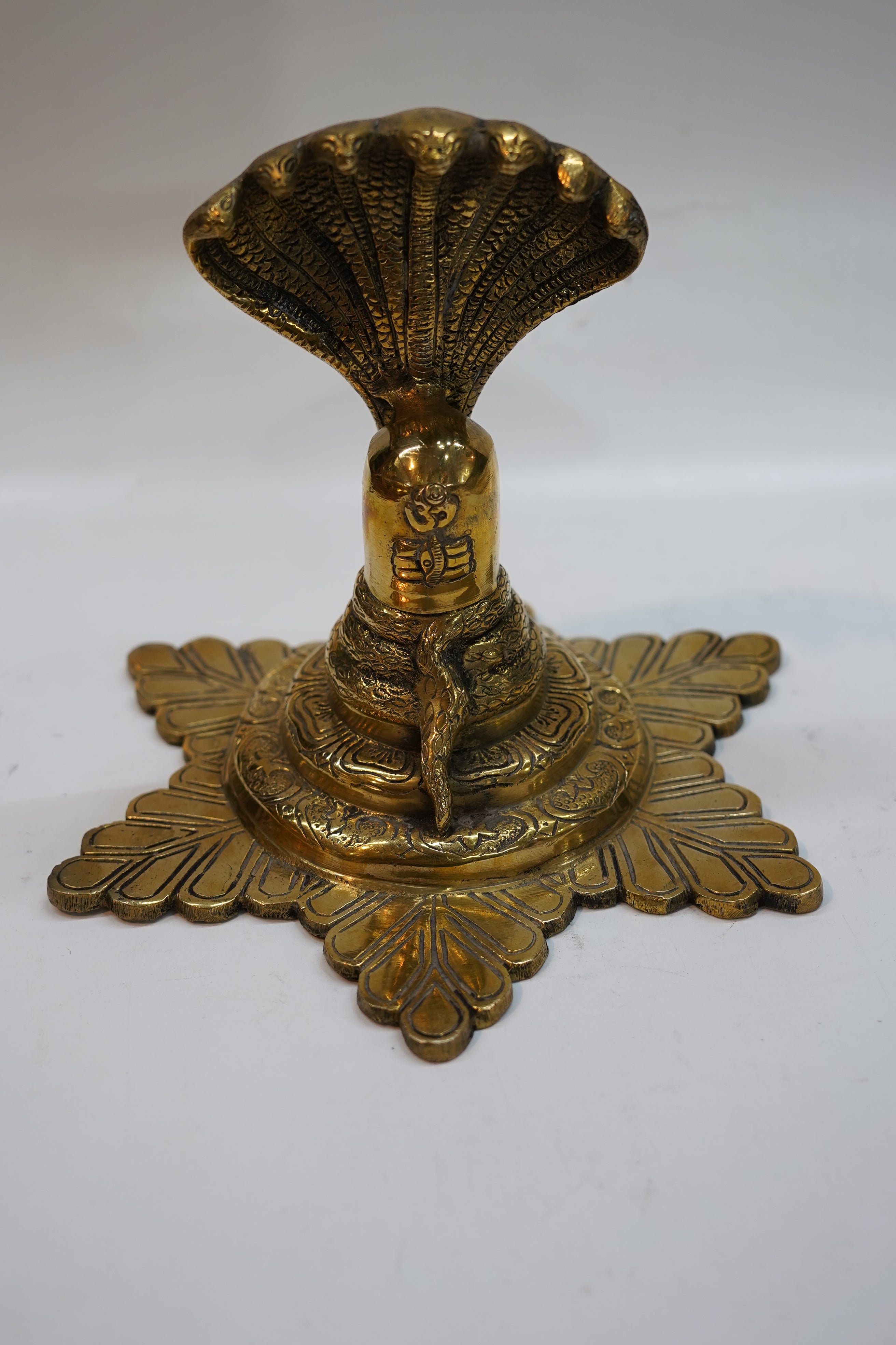 Premium Antique Brass Nag Devta Statue | Traditional Cobra Snake Idol for Home Temple Decor