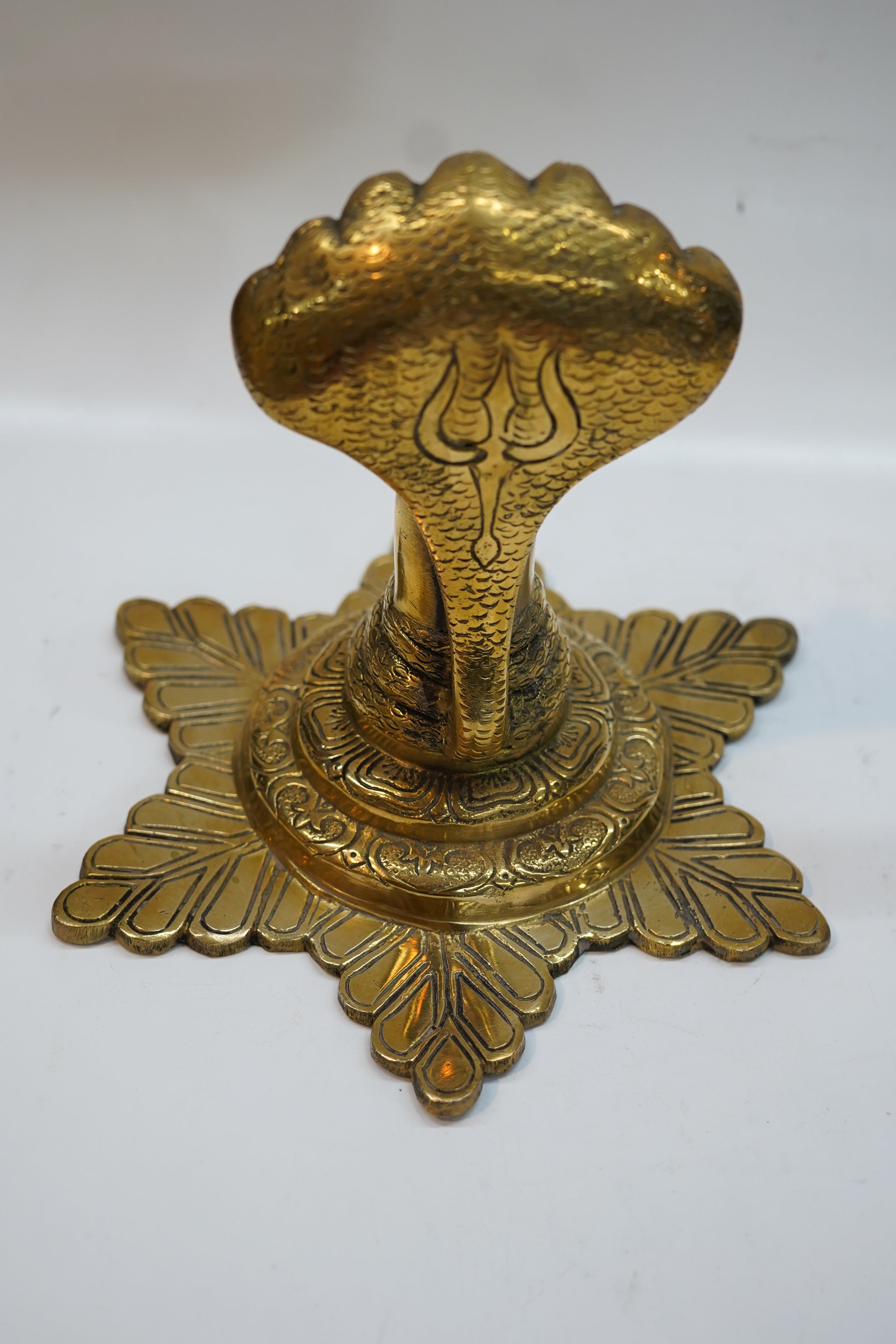 Premium Antique Brass Nag Devta Statue | Traditional Cobra Snake Idol for Home Temple Decor