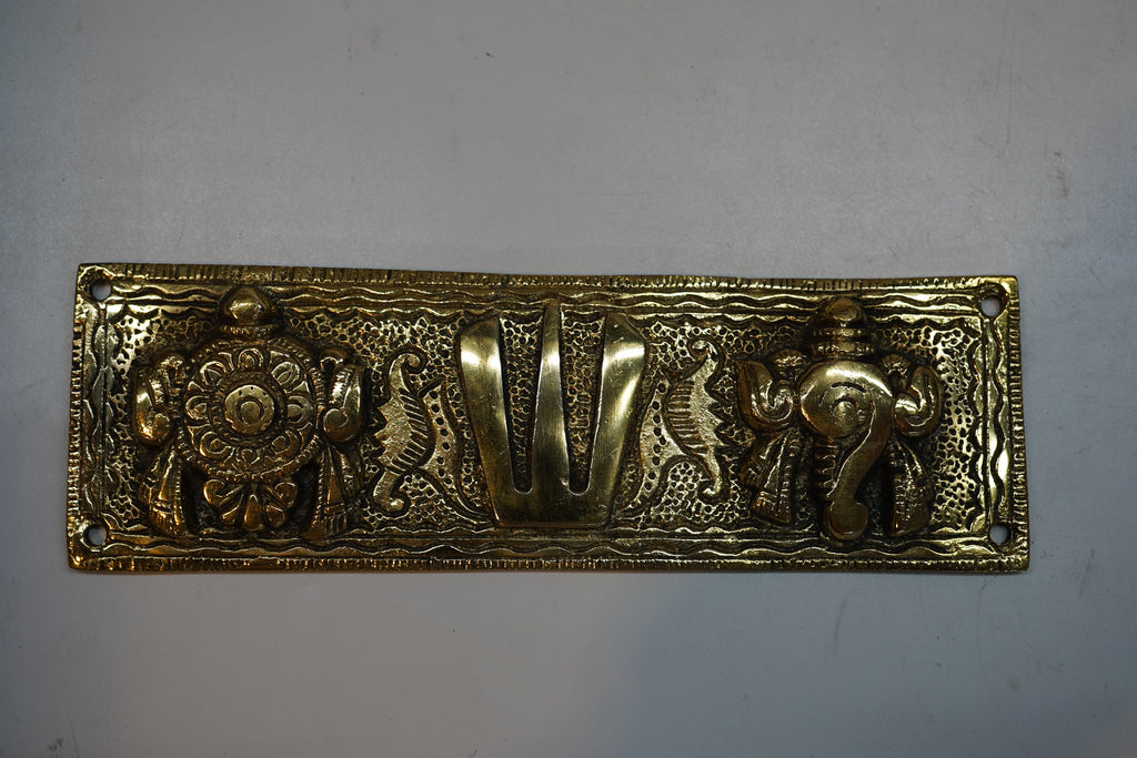 Antique Brass Tirupati Balaji Shanku Chakra Namam Wall Hanging Plaque