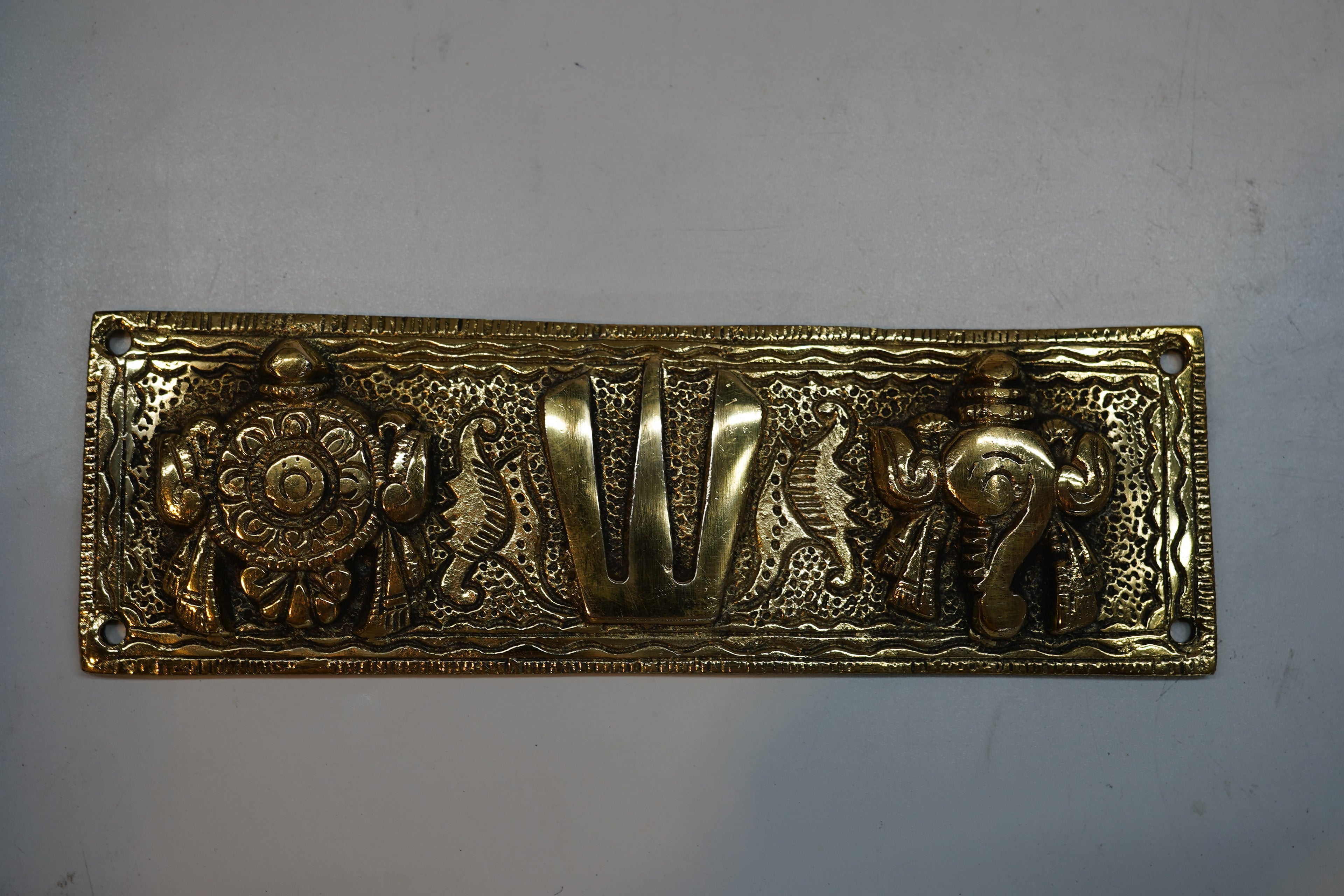 Antique Brass Tirupati Balaji Shanku Chakra Namam Wall Hanging Plaque