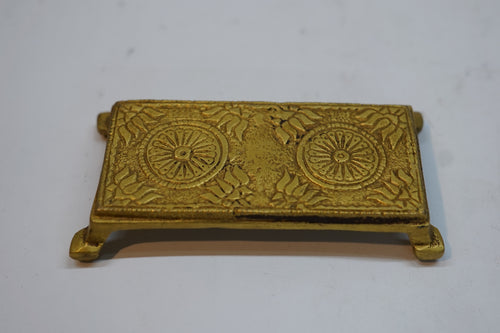 Antique Brass Pooja Chowki / Engraved Decorative Miniature Pedestal Stand