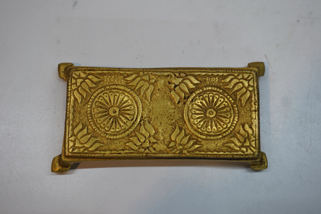 Antique Brass Pooja Chowki / Engraved Decorative Miniature Pedestal Stand