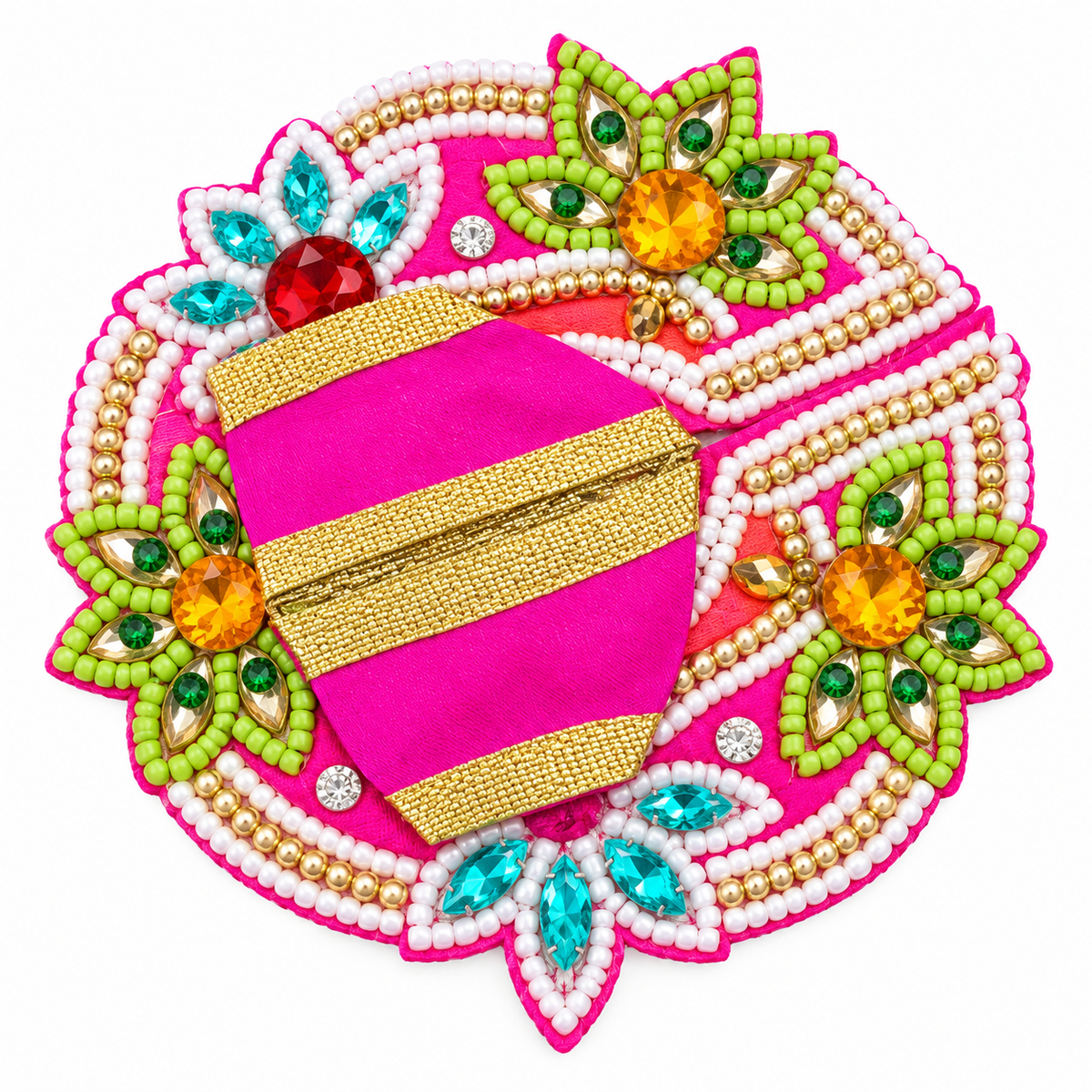 Designer Laddu Gopal Poshak Pink & Golden