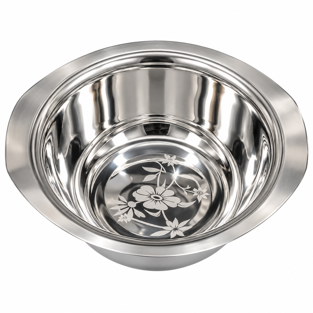 Premium Stainless Steel Deep Bowl with Floral Design 250g