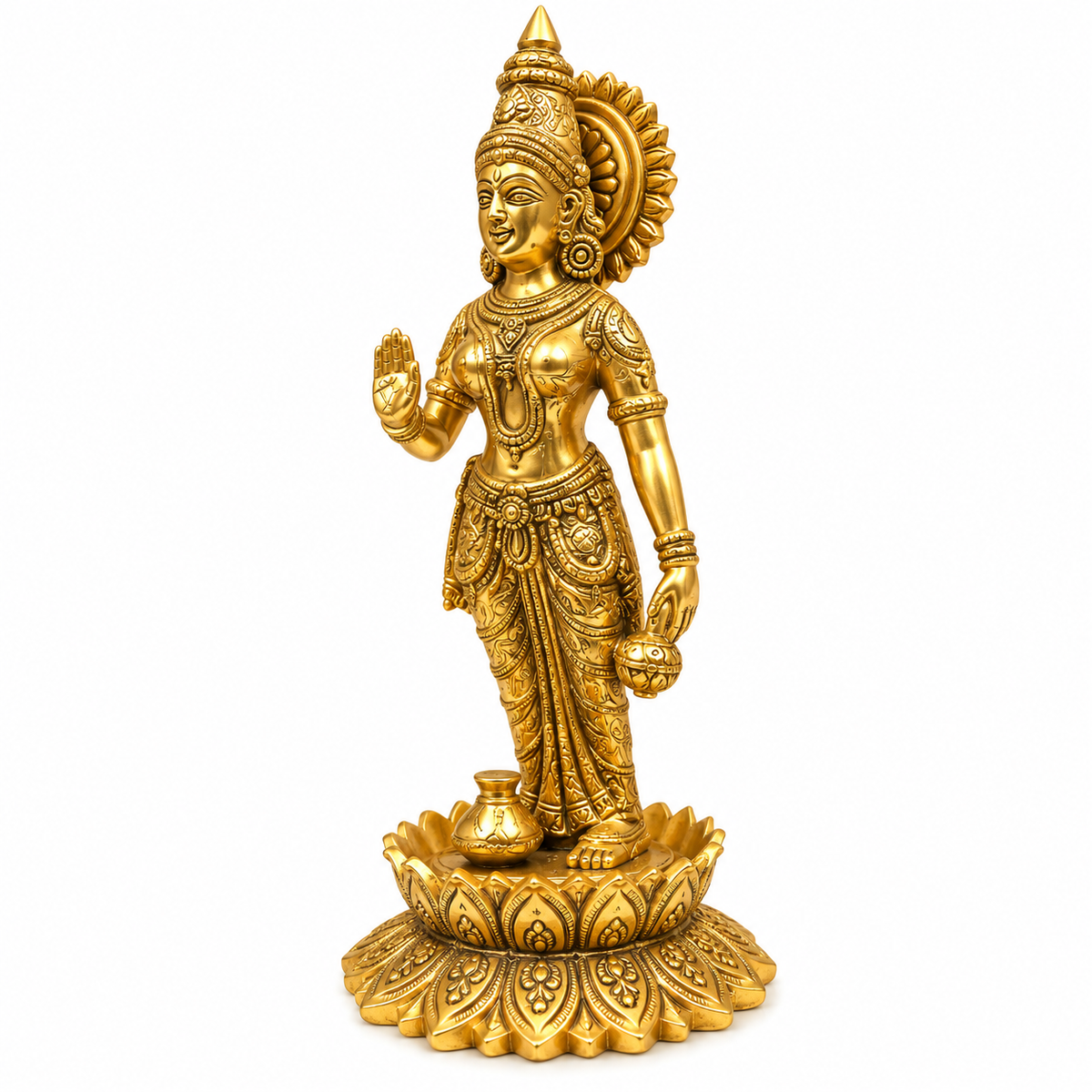 Premium Brass Standing Goddess Idol with Lotus Base |