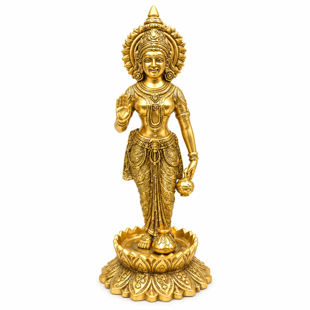 Premium Brass Standing Goddess Idol with Lotus Base |