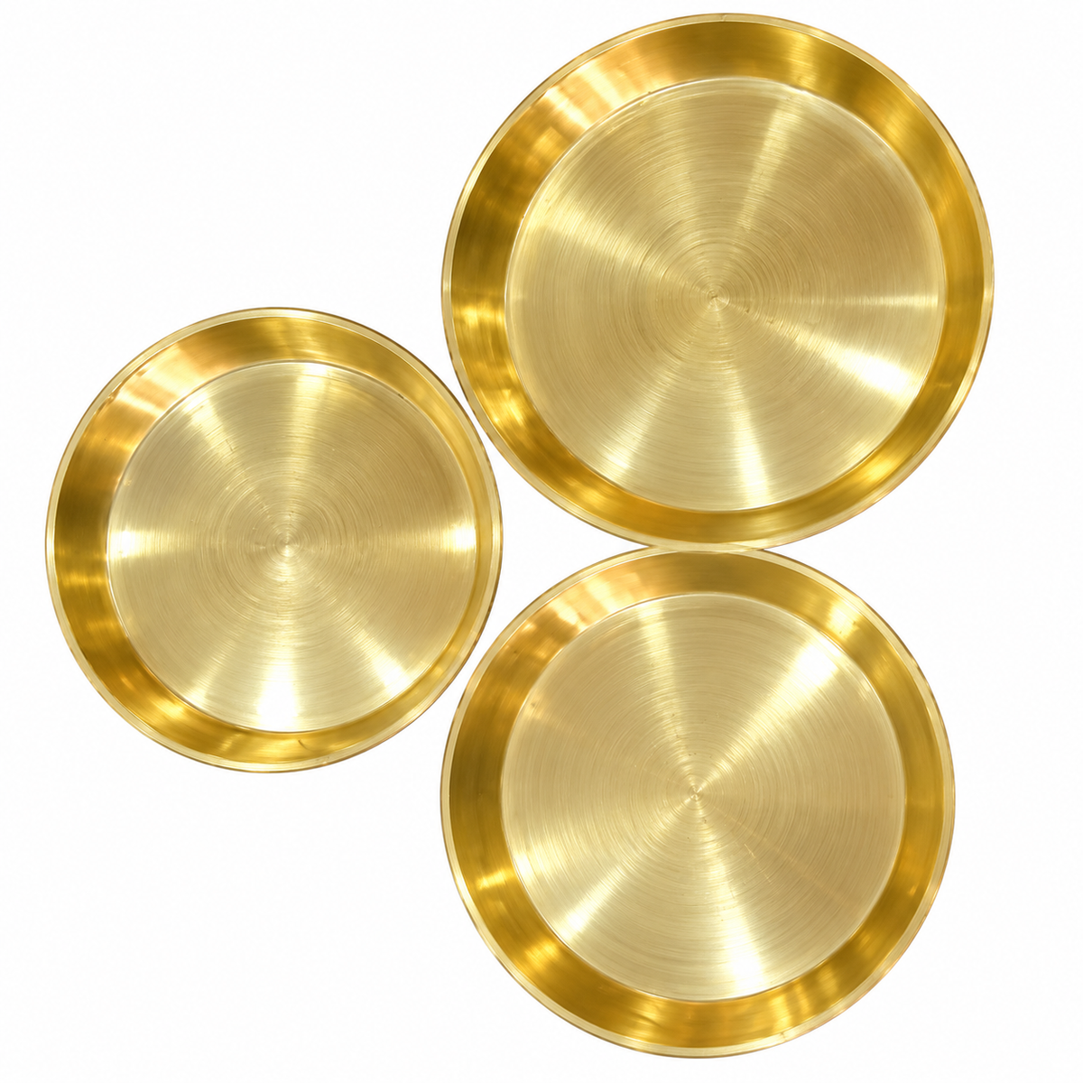 Premium Brass Mini Plate Set of 3 | 30 Gram Pital Pooja Plates |