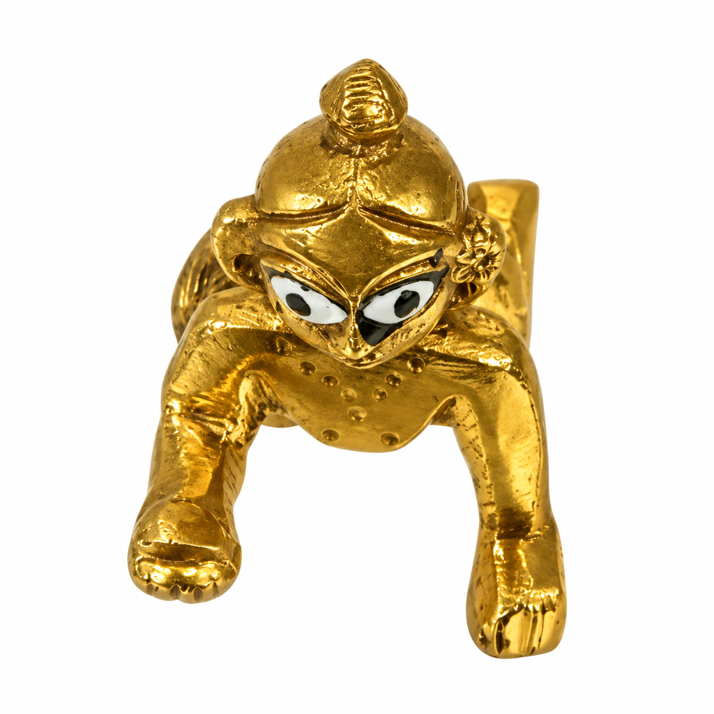 Handmade Laddu Gopal Statue | Traditional Golden Krishna Murti for Home Temple & Pooja