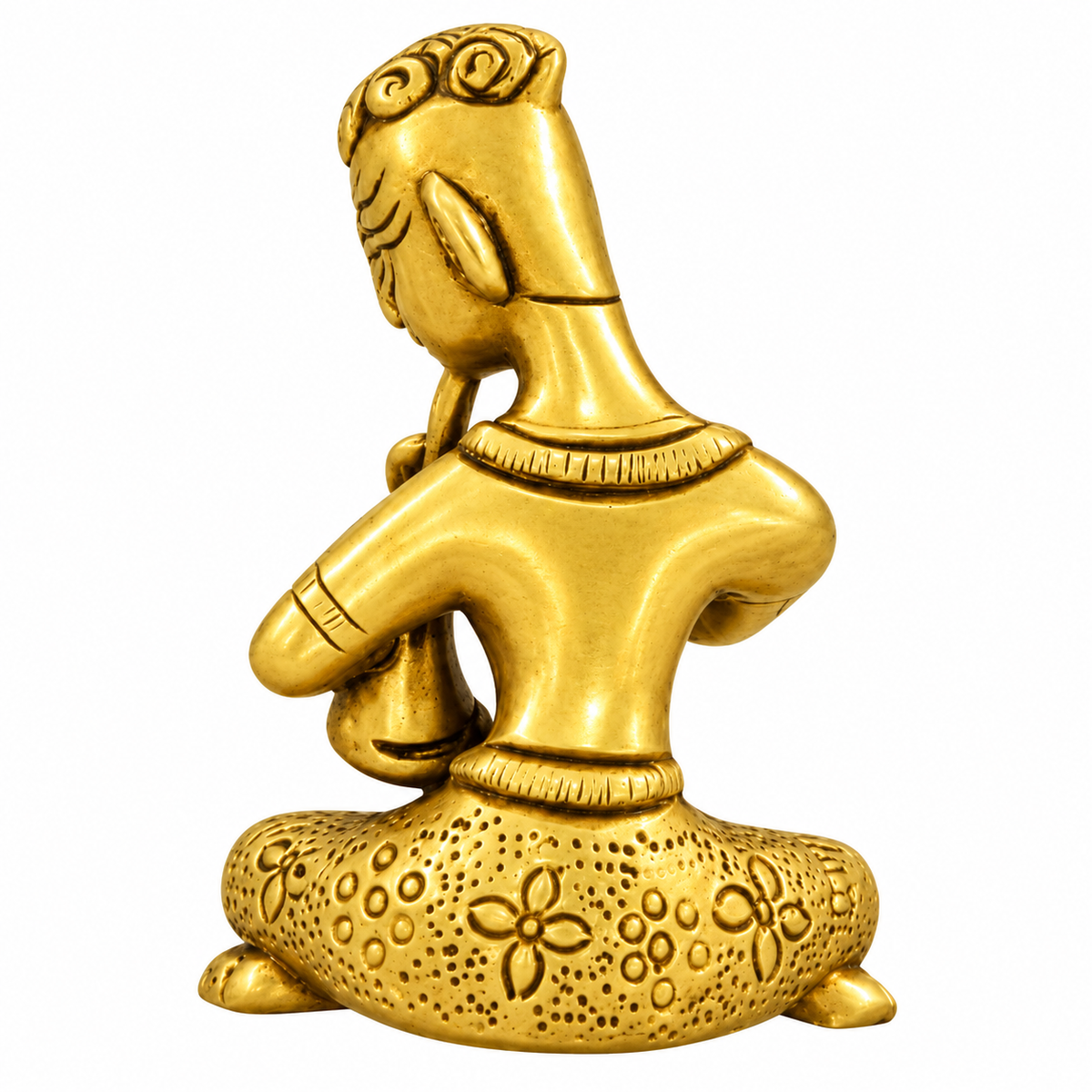 Traditional Golden Metal Woman Figurine | Decorative Indian Handicraft for Home & Office