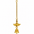 Premium Brass Peacock Hanging Diya with Bell