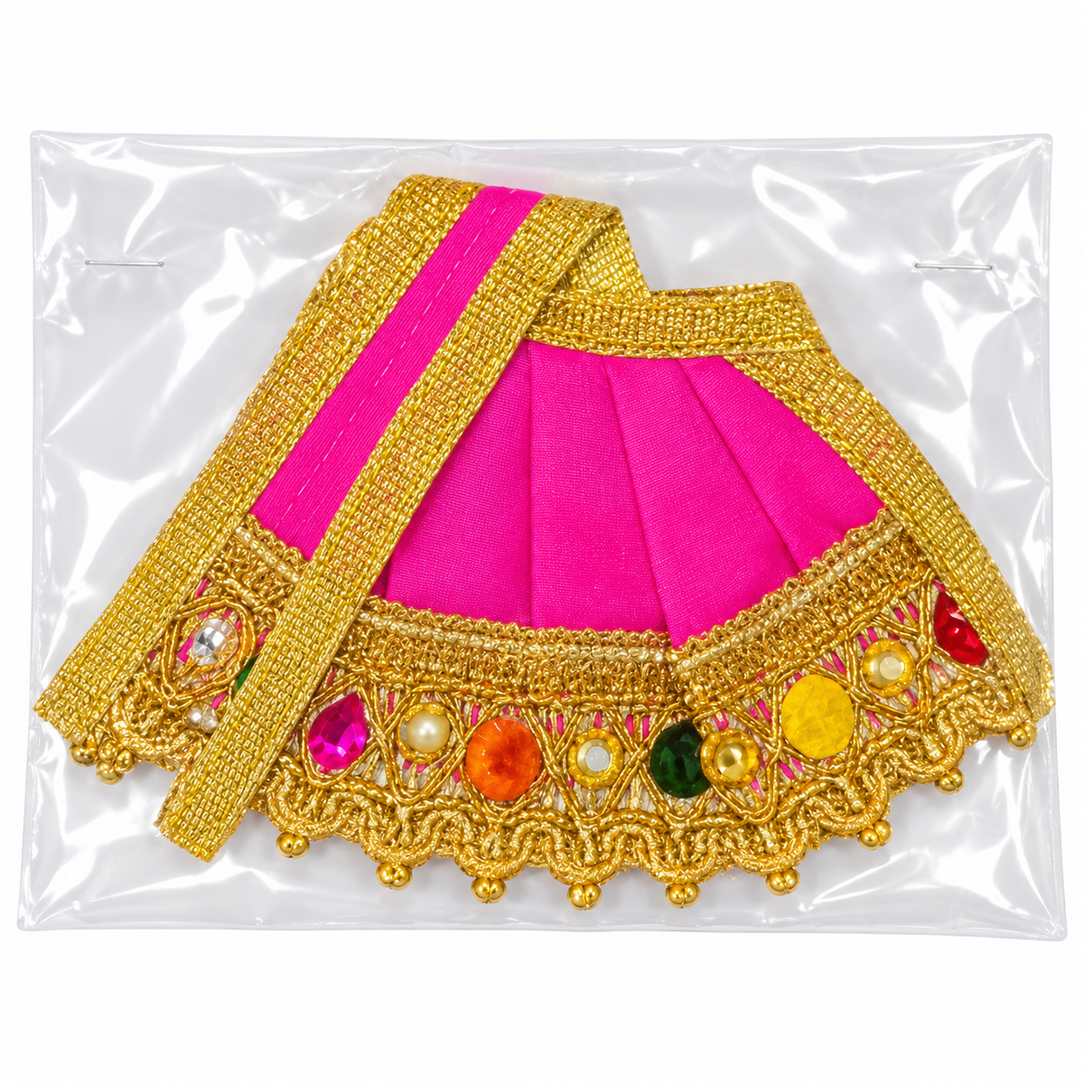 Laddu Gopal Ji Designer Pink Poshak with Golden Lace