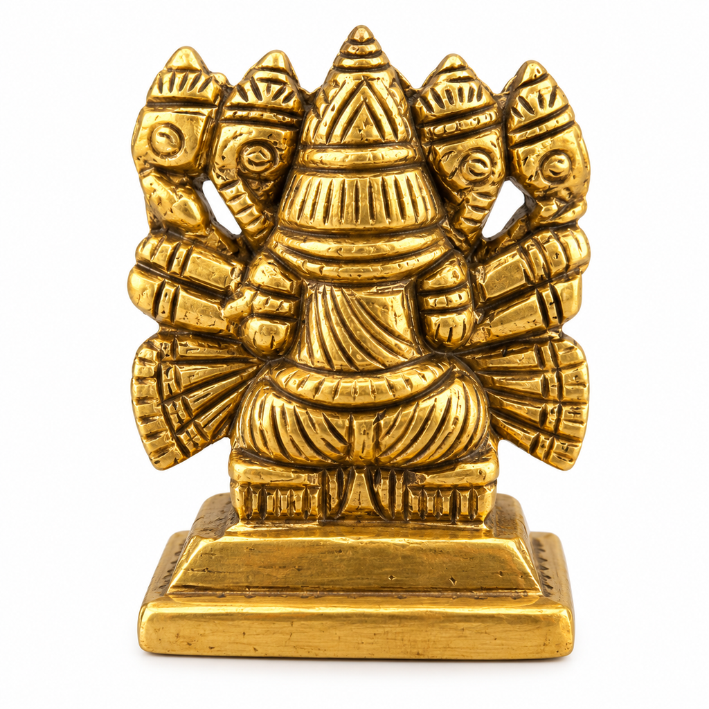 Brass Panchmukhi Ganesh Idol | Five Face Ganesha Murti for Pooja & Home Décor