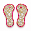 Pink & White Crystal Studded Golden Slippers for Kanha Ji | 1 Pair
