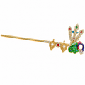 Laddu Gopal Ji Designer Peacock Bansuri with Pearl & Stone Work | Kanha Ji Flute