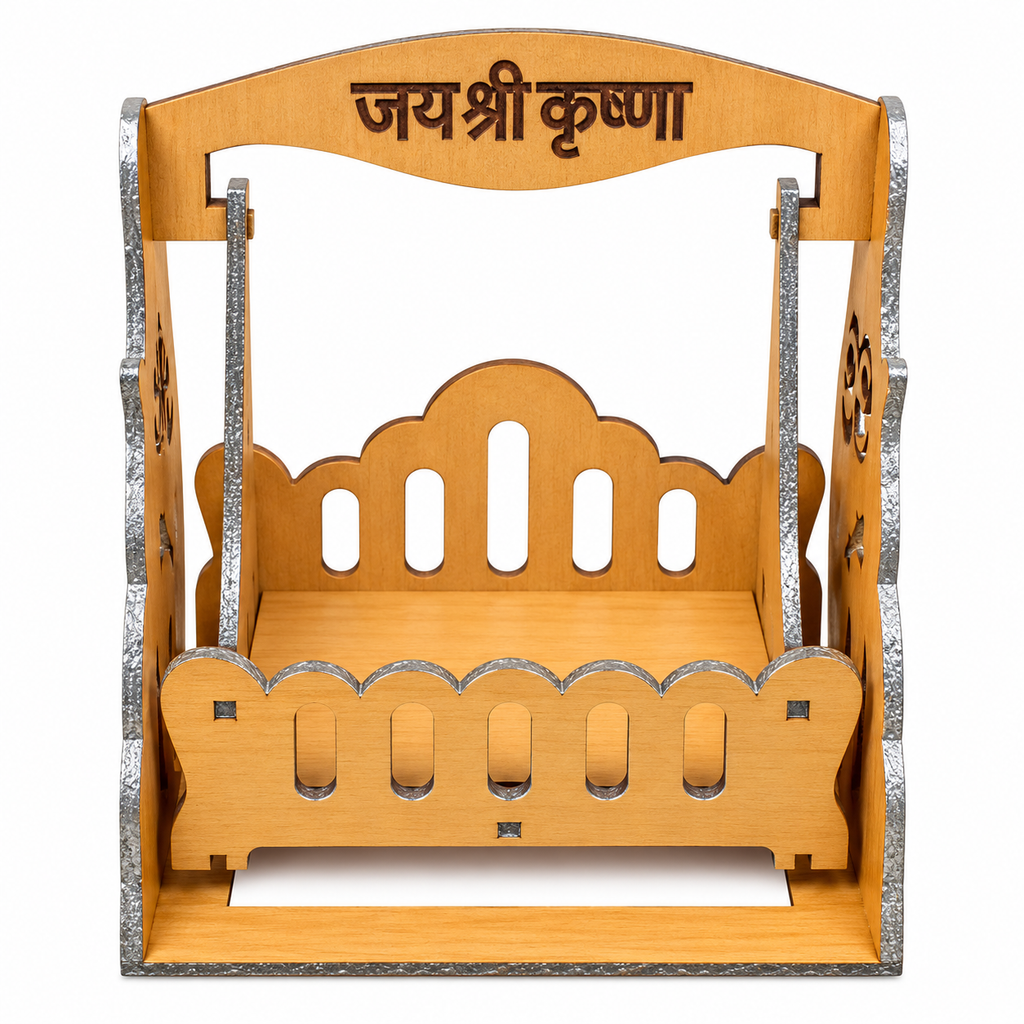 Premium Wooden Laddu Gopal Ji Jhula with Om Design
