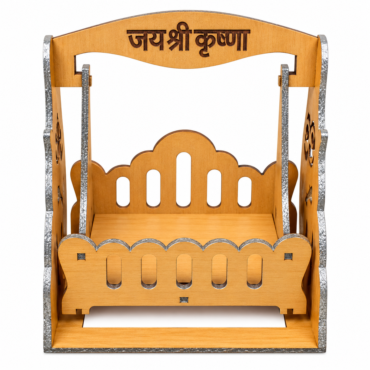 Premium Wooden Laddu Gopal Ji Jhula with Om Design