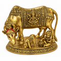 Gold Plated Kamdhenu Cow with Calf Statue