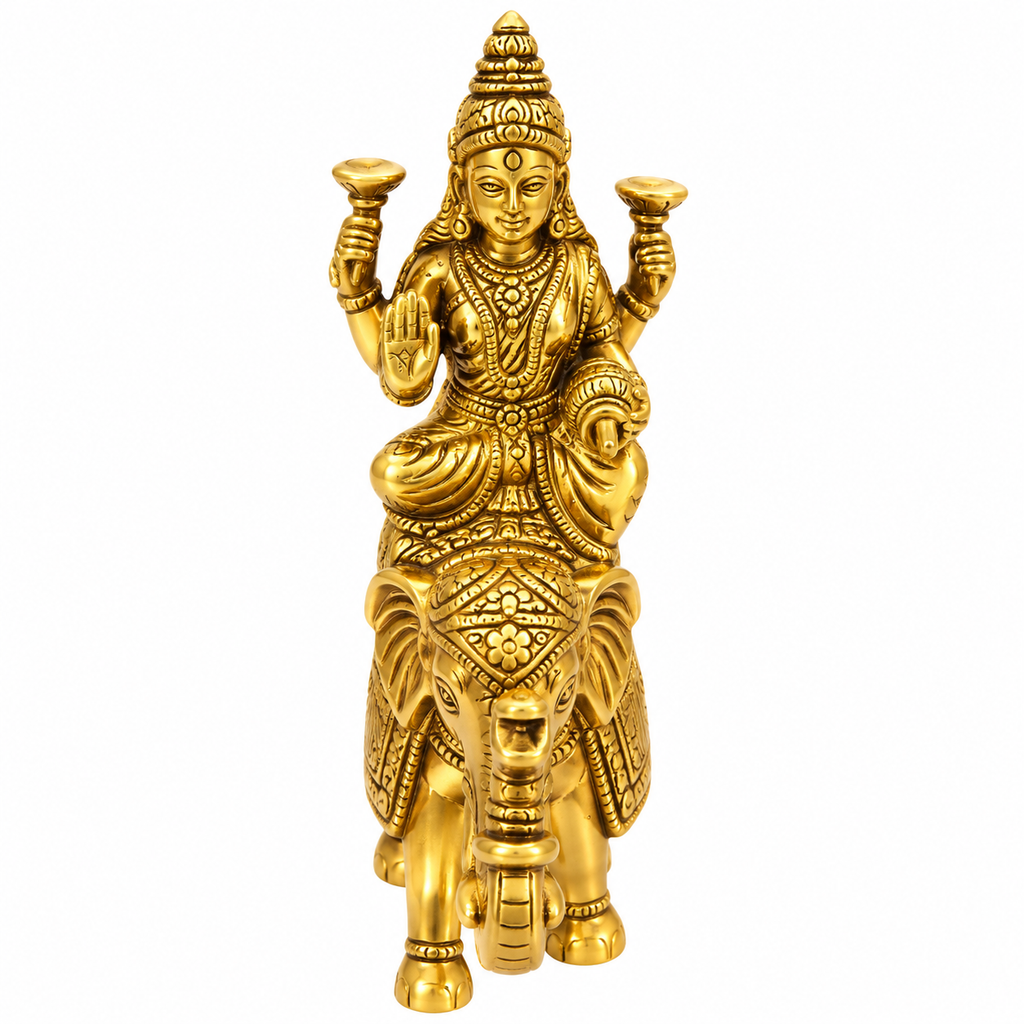 Gaj Lakshmi Brass Murti for Pooja & Home Décor
