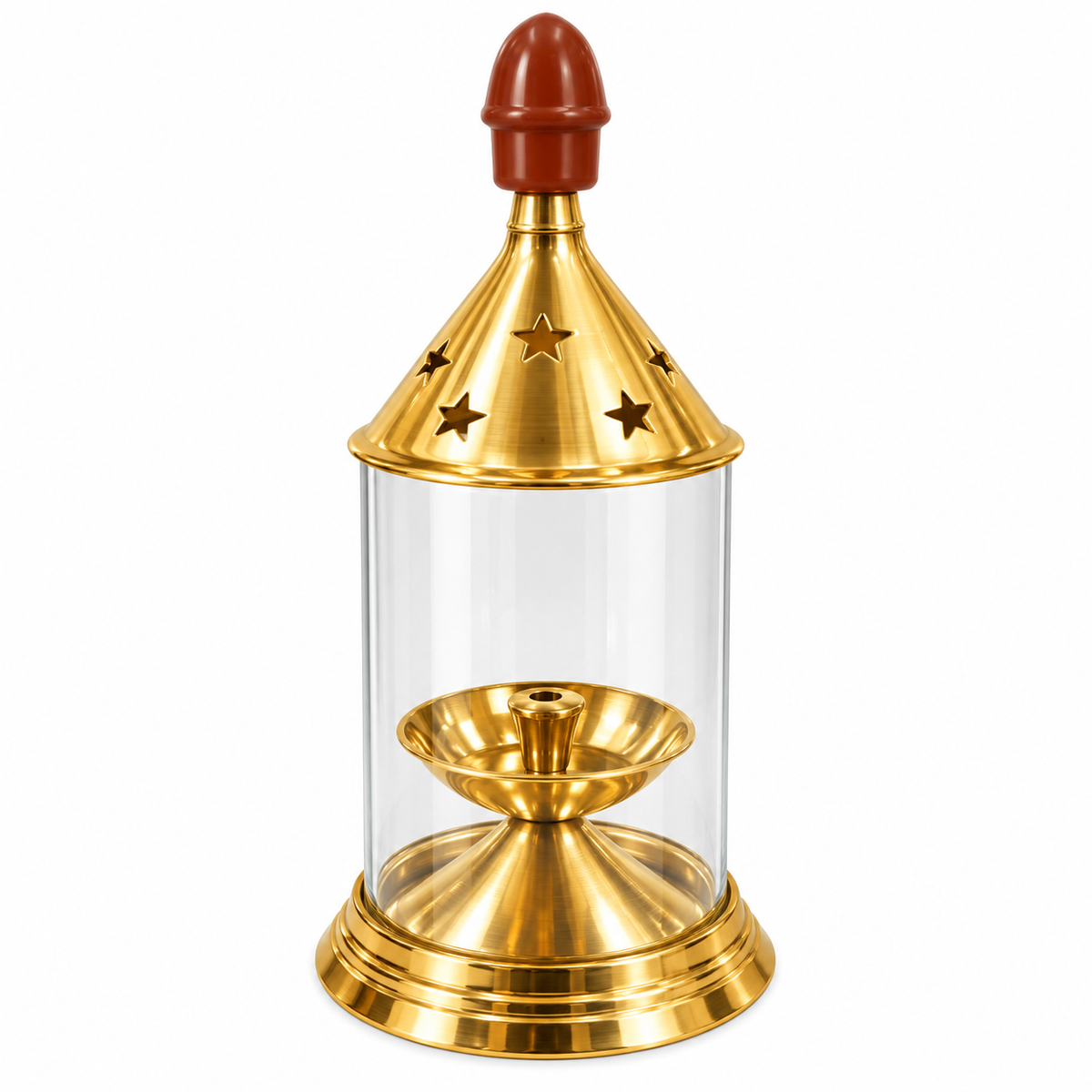 Brass Akhand Jyoti Diya with Glass Cover
