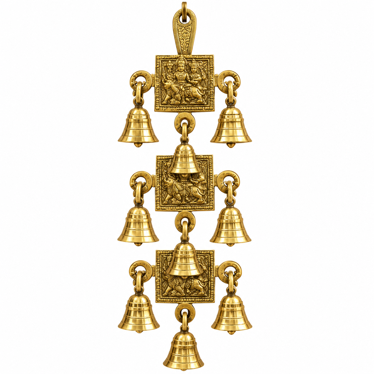 Premium Brass Hanging Bells with God Design