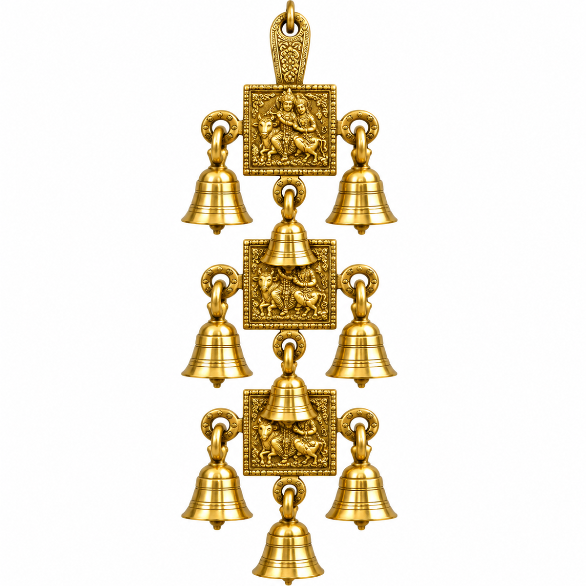 Premium Brass Hanging Bells with God Design
