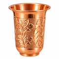 Pure Copper Designer Glass with Floral Embossed Design