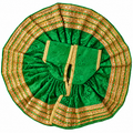 Green Designer Poshak with Heavy Golden Border | Kanha Ji Dress