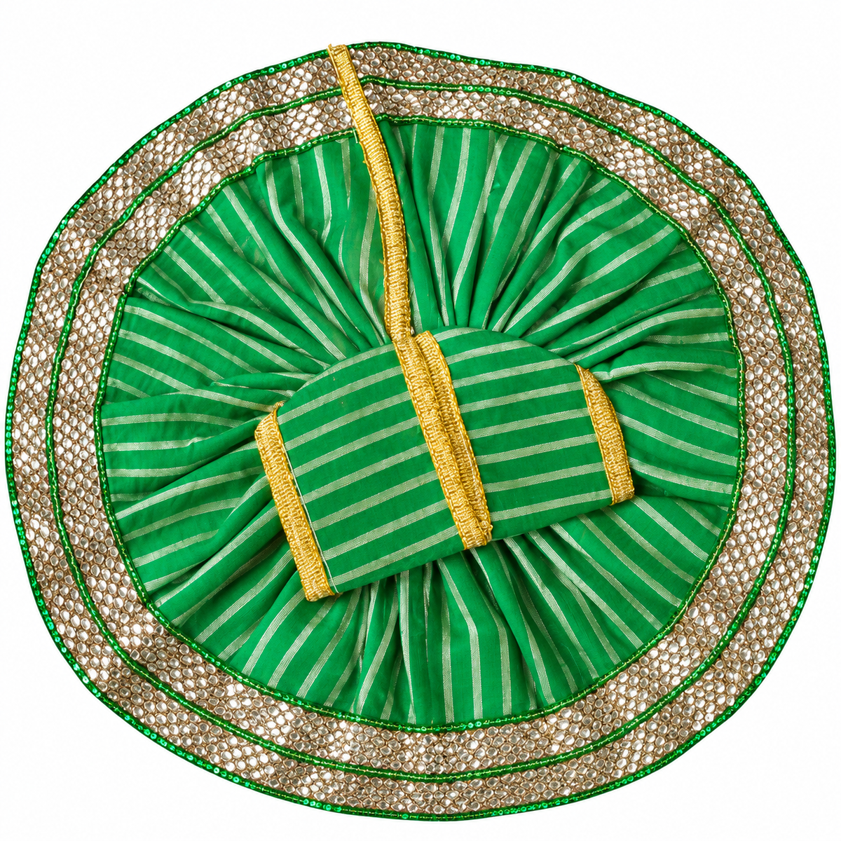 Laddu Gopal Ji Green Designer Poshak with Golden Border