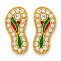 Golden Red & Green Diamond Look Slippers for Kanha Ji | 1 Pair