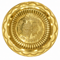 Decorative Golden Brass Plate with Embossed Design | Traditional Brass Puja Plate for Home Temple